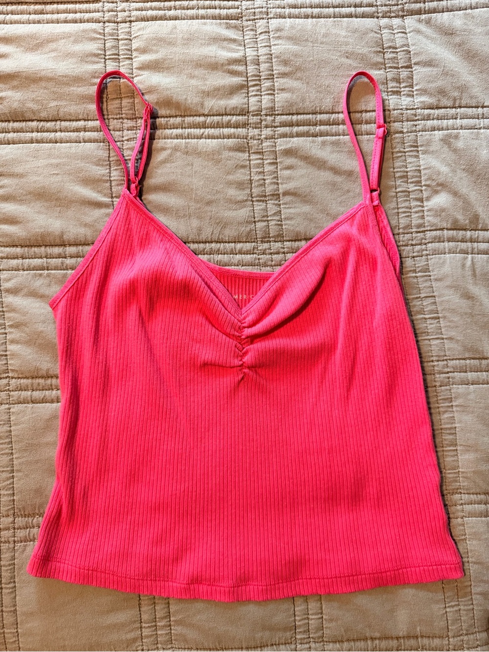American Eagle Outfitters Hot Pink Ribbed Spaghetti Strap Cami